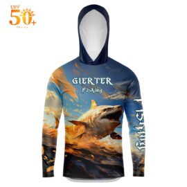 Men’s fishing hoodie 3D shark print fishing sweatshirts design breathable