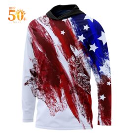 Custom Fishing Hoodies USA Stripes Personalized Design Breathable and Sun Protective