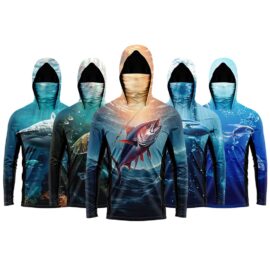 Custom fishing hoodies fishing clothes for men who owns dolphin and fish clothing​ design