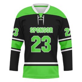 Sublimated No. 23 Sewn Hockey Jersey with EMHL Patch, Green