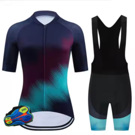 Custom sublimated professional women’s cycling jersey bib shorts design