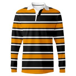 men’s long sleeve rugby shirts​ Digital printing V-neck custom casual shirts