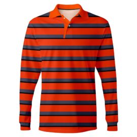 Wholesale Men’s Red Striped Long Sleeve Polo Shirt Casual Fashion Olive Shirt