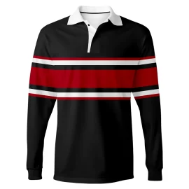 Classic wholesale long sleeve rugby shirts printed with your logo, name and number